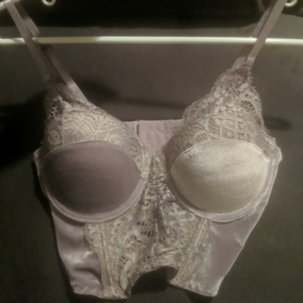 Size 34B Lavender crushed velvet Bra/ Corset